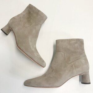 Vince Ankle Boots Booties Womens Size 8 M Taupe Beige Suede Heeled Side Zip